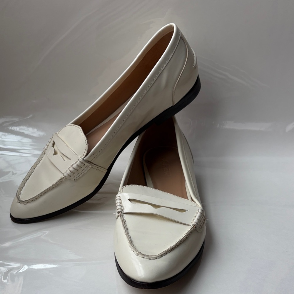 J CREW Classic White Winona Italian Leather Penny Loafers